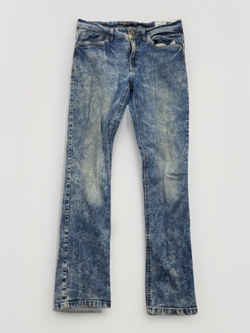 Y2K Projek Raw Jeans Mens 32 x 34 Blue Acid Denim Straight Workwear Faded Grunge